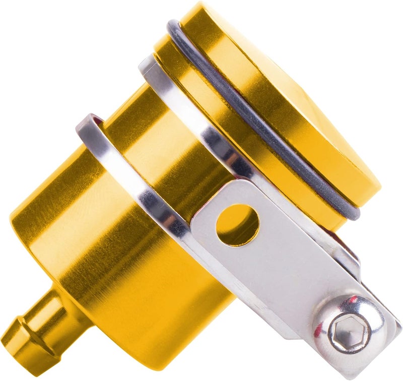 MRELC Universal Motorcycle Aluminum Brake Fluid Reservoir Oil Cup Fit For Yamaha Kawasaki Honda Suzuki BMW and more (Gold) - Image 1